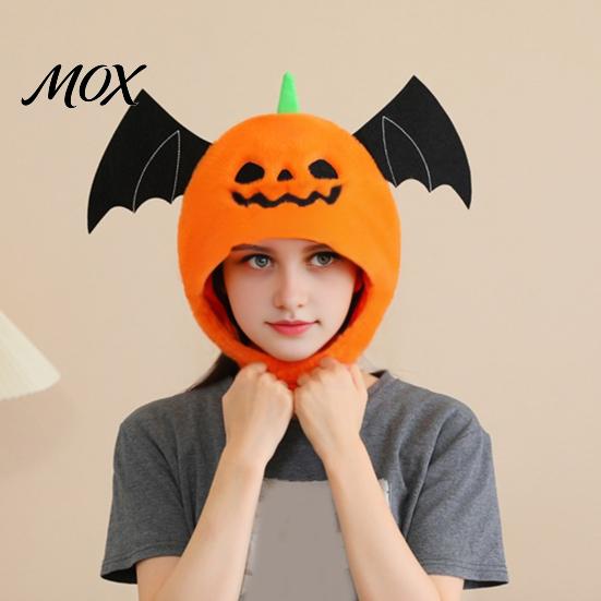 Halloween Costume Headgear Bat Pumpkin Head Hat, Cute Spooky Full Mask for Adults Festive Roleplay Hat Kids, Soft Plush Prop Party Cosplay,