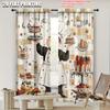 2pcs   spring summer Curtains Baker Pastries Kitchen Art Digital Print Drapes Versatile Polyester Fabric Decorations Outdoor for