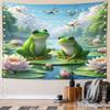 Frogs on Lily Pads with Dragonflies Pattern Wall Hanging Tapestry Decorative Tapestry Home Decor for Bedroom and Living Room