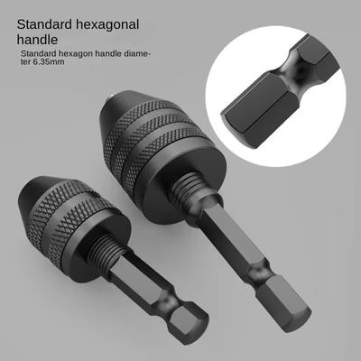 Keyless Drill Chuck 0.3-8mm Self-Tighten Electric Drill Bits Collet Fixture Tools 1/4" Hex Shank Quick Change Converter