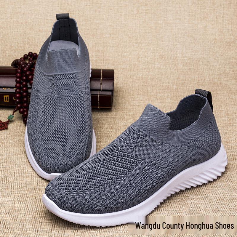 Atmungsaktive Herren-Slip-on-Freizeitsportschuhe mit Arbeitssicherheitsmerkmalen