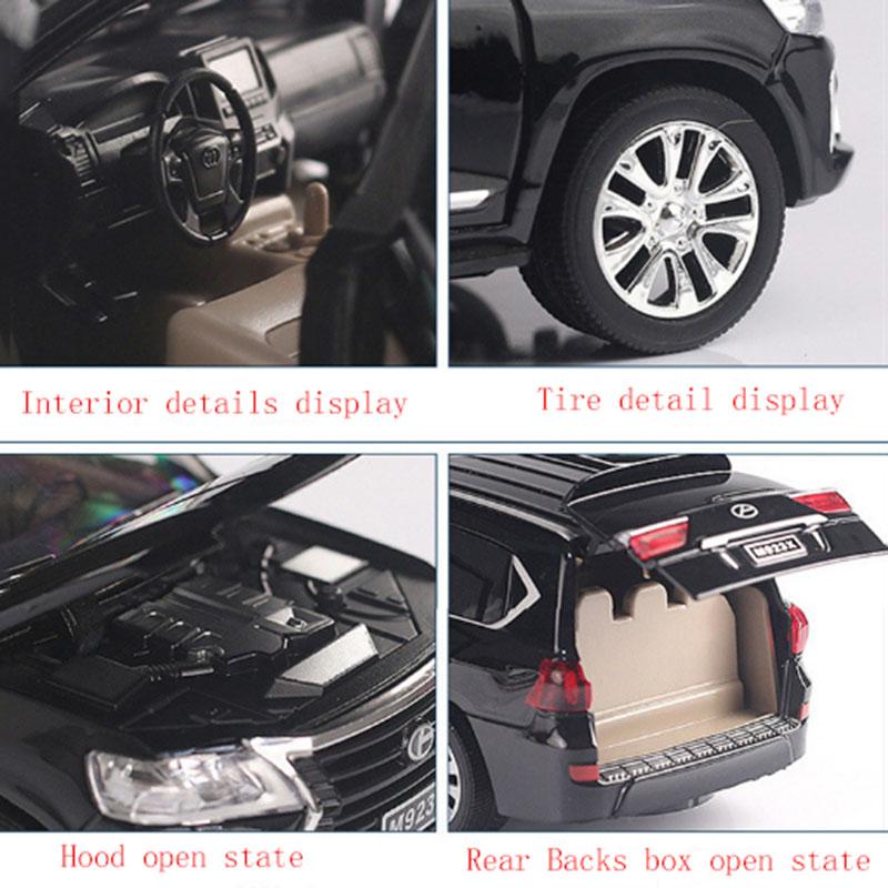 1/24 skala Lexus LX570 odlany model samochodu zabawka, wycofać pojazd zabawkowy z dźwiękiem i światłem dla dzieci maluch chłopcy dziewczęta kolekcja prezentów