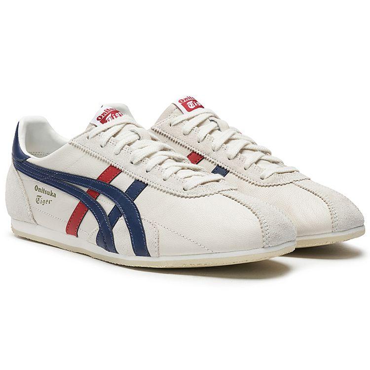 ONITSUKA TIGER Runspark Weiß Blau Rot Unisex Niedrige Leder Retro Laufschuhe TH201L-9950