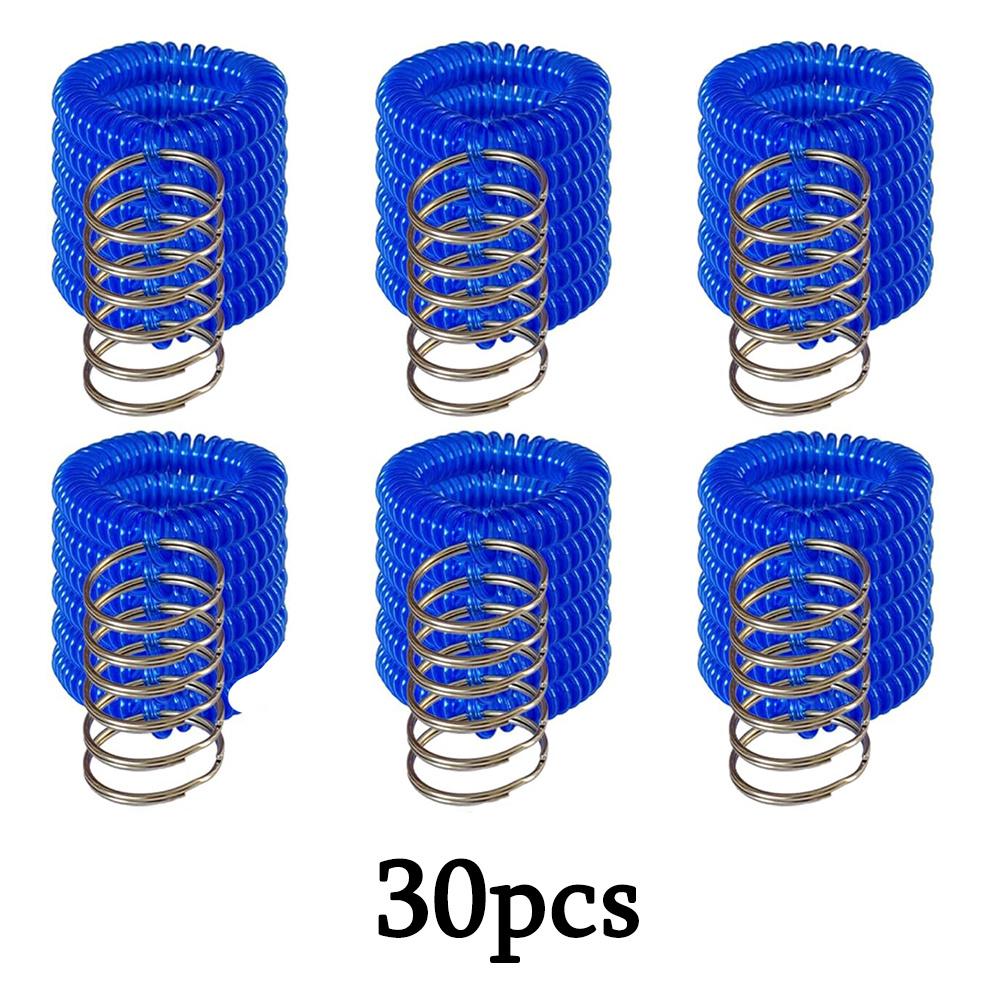 30pcs Wristlet Keychain Spring Spiral Wrist Coil Key Chain Badge Holders Wristband Key Ring Colorful Spiral Coil Hair Tie Sauna Accessaries Wrist Coil 30pcs blue