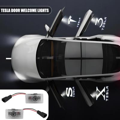 2PCS Auto Decoration Accessories Car Door Emblem Welcome Lights LED Projector Lamps For Model 3 Model Y Model S Model X