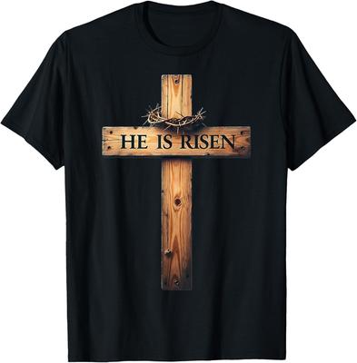 Easter Cross He Is Risen Jesus Christian Men Women T-Shirt