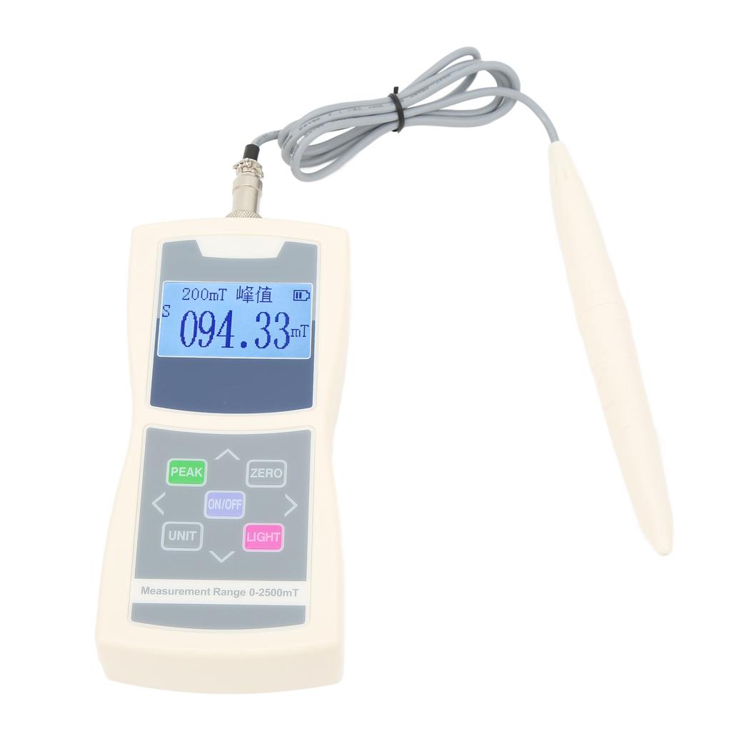 Handheld Magnetic Field Tester 0 to 2500mT Portable Backlit Display Digital Tesla Meter