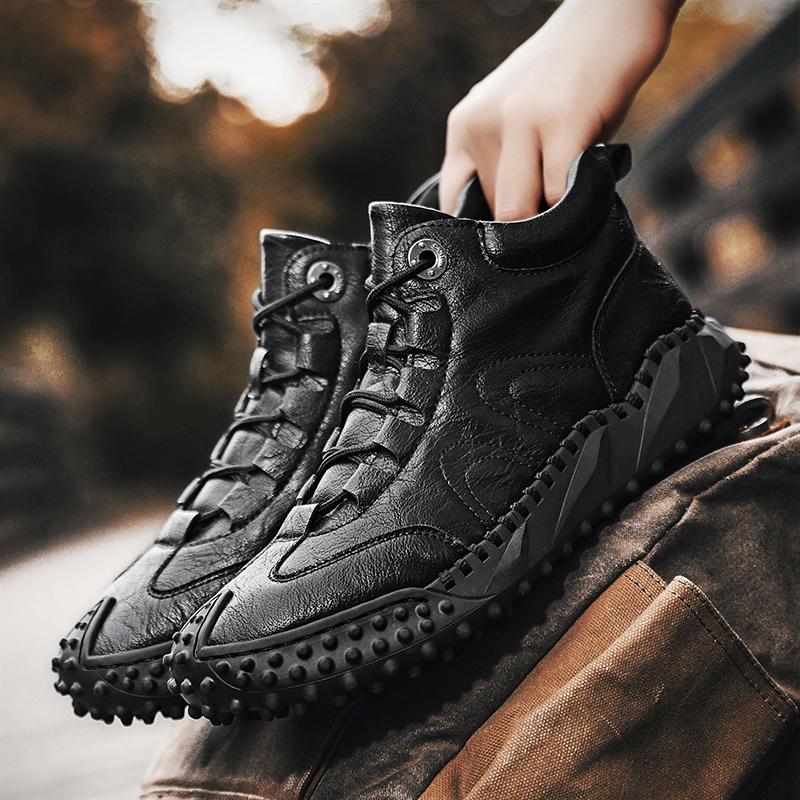 38-46 Fall/ Winter Mens Handmade  Leather  Soft Sock Ankle Boots Autumn Winter Men Boots Men's Ankle Boots Handmade Plush Shoes Casual Shoes