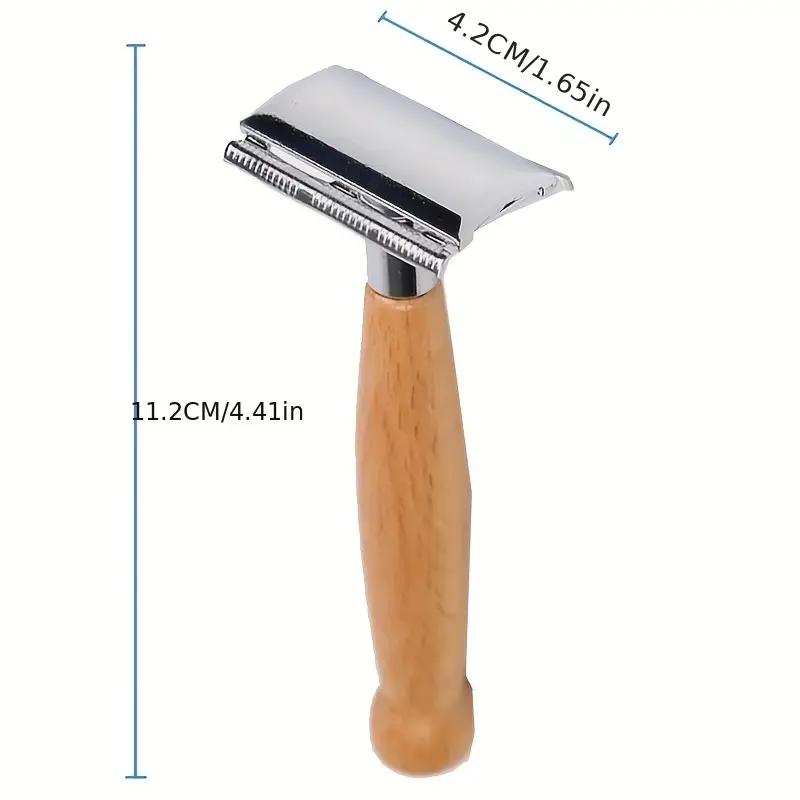 Premium Wooden Handle Safety Razor for Men's Wet Shaving - Includes 5PCS Razor Blades for Optimal Beard and Hair Care