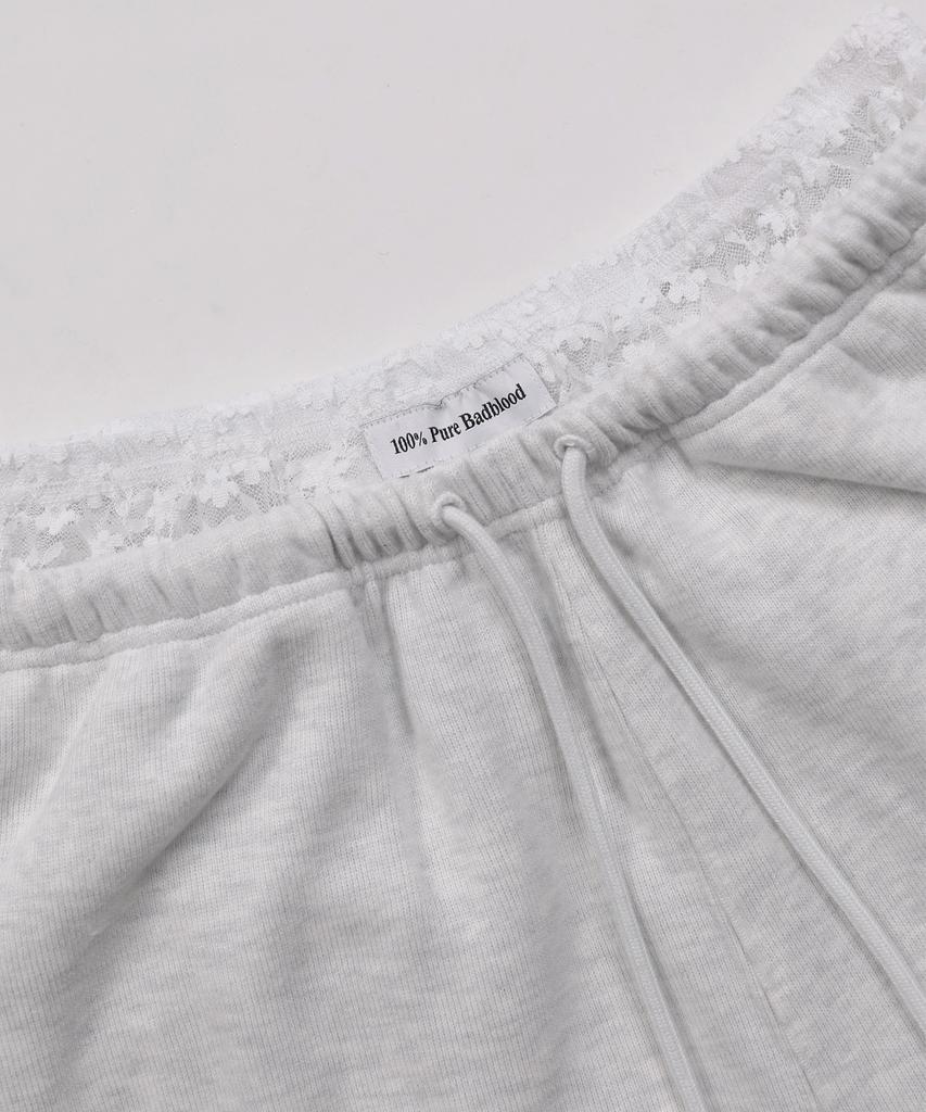 BADBLOOD Pure Lace Trim Joggers - Ash Grey