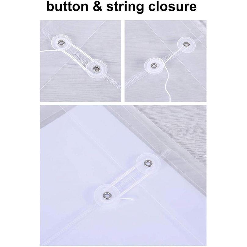 LaOficina Poly Clear Envelopes with Button String Snap Closure 1 Inch Gusset Top Opening Letter Size 5 Per Pack Assorted Color