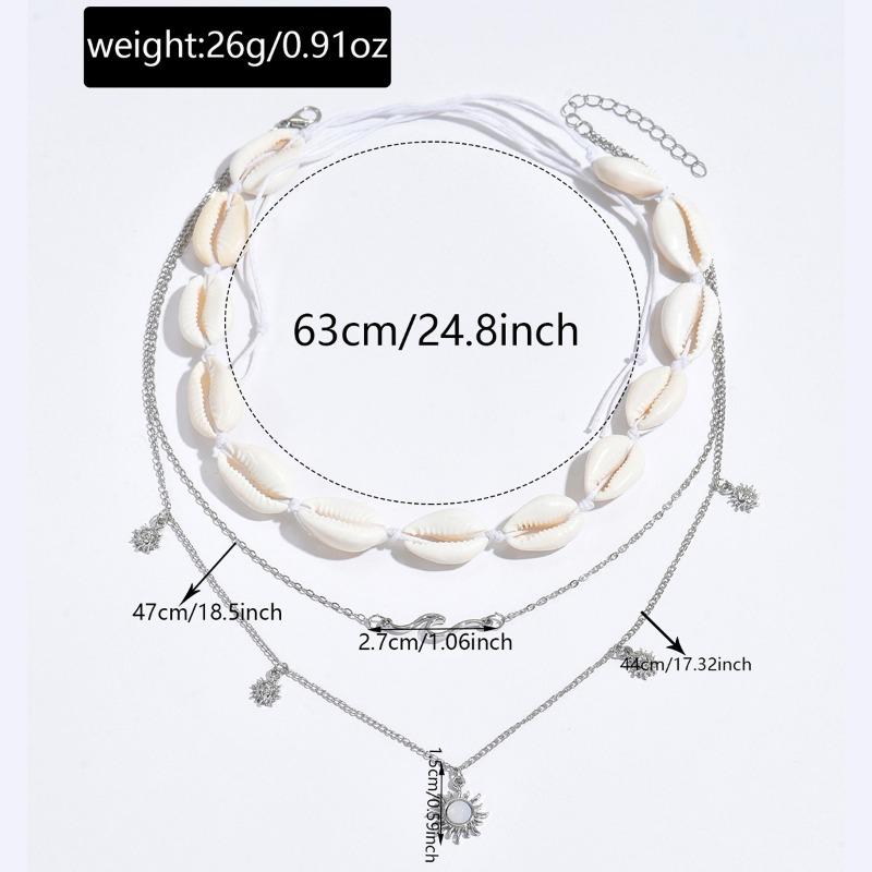 Seaside Sun Necklace Jewelry Versatile Vacation Style Shell String Chain Multi-layer Design Necklace