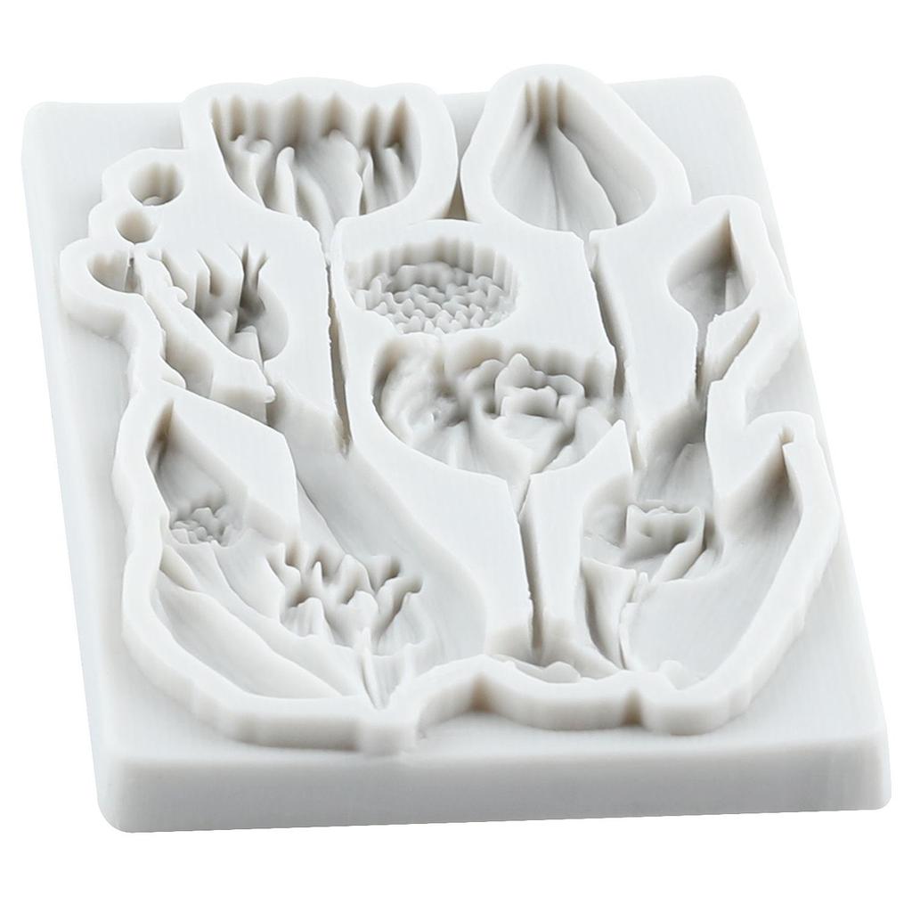 Tulip Flower Silicone Mold Tulip Fondant Molds Cake Decorating Tools Cupcake Topper Candy Sugar Craft Gum Paste Polymer Clay