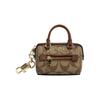 Bag Peripherals 10 Classic Presbyopic Zipper Closure, Canvas and Smooth Leather, Pendant and Peripherals, Women's Model, Khaki Color Khaki