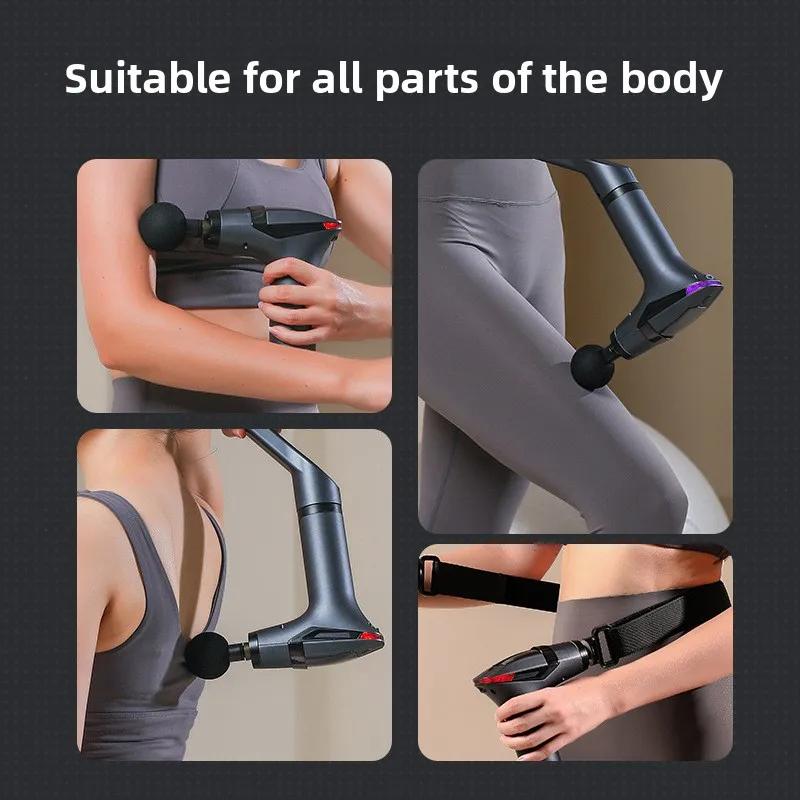 Portable Extended Handle Muscle Deep Tissue 3 In 1 Fascial Percussion Massage Gun Neck and Shoulder Back Vibration Massage Gun