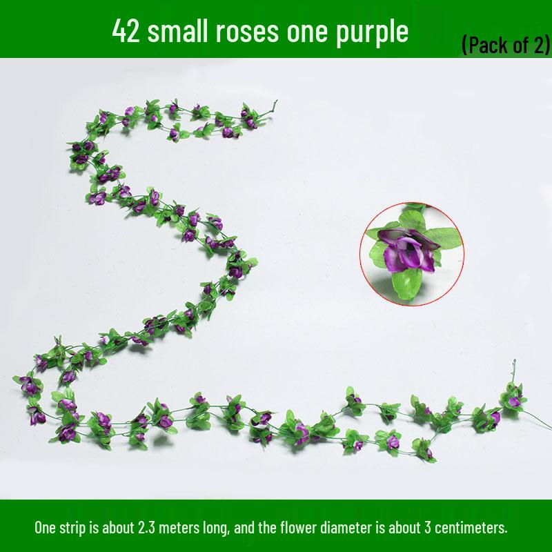 Artificial Rose & Green Leaf Vine for AC Decoration