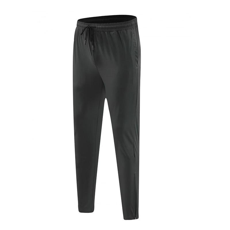 Men's Quick-Dry Casual Running Pants with Zippered Ankles and Drawstring