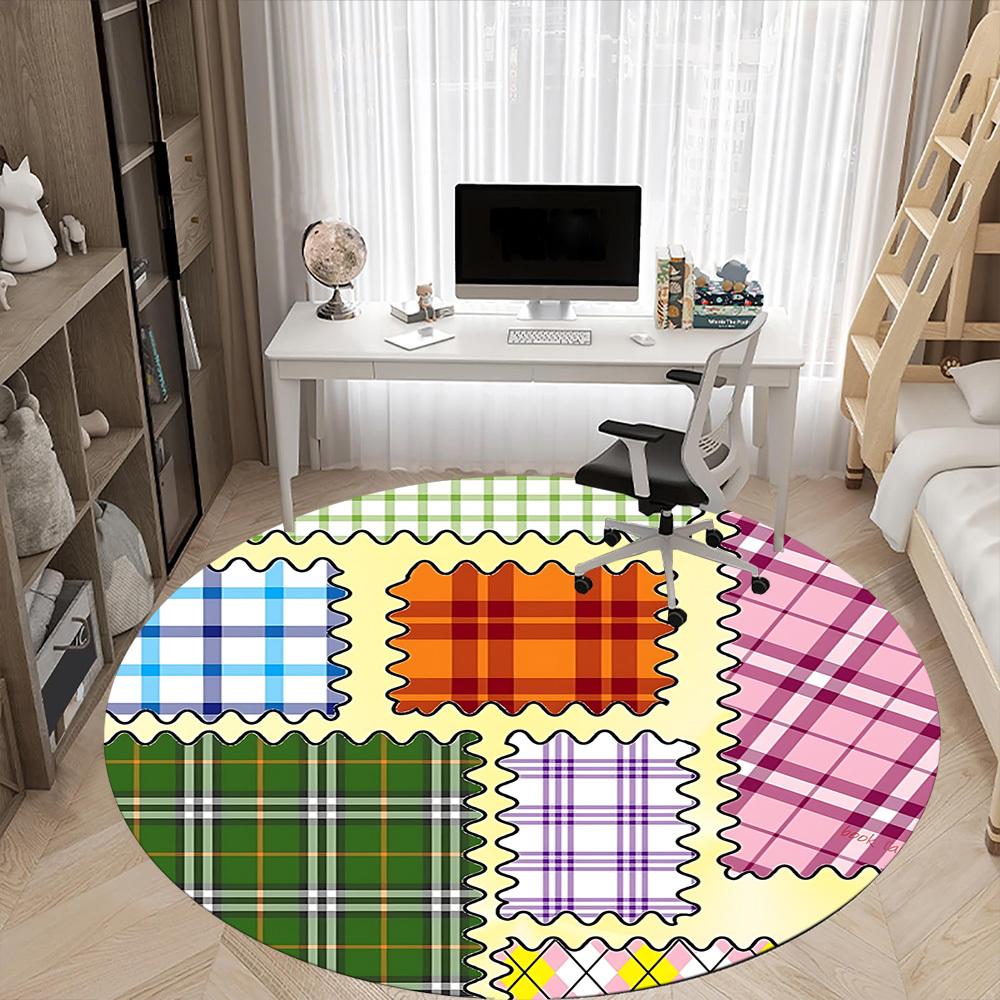 1pc Plaid Patterns Chair Carpet for Office - Durable, Ideal for Chair Mats, Stylish & Functional Decorative Rug yy260130058