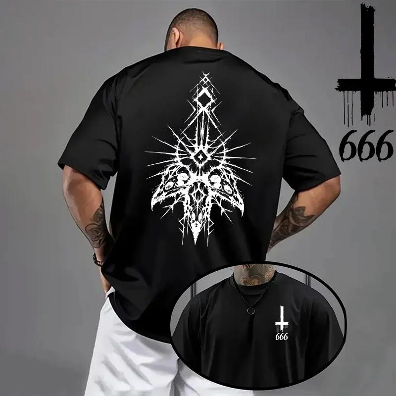 2026 Unisexs Tshirt Spring Summer Daily Casual Fashion Short Sleeve 8 Styles Satan Inverted Cross Prints Patterns Tees Oversize