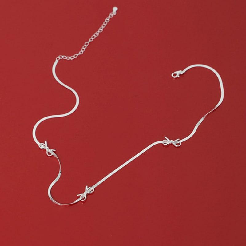 Geegee [silver925] Ribbon Plat Chain Necklace