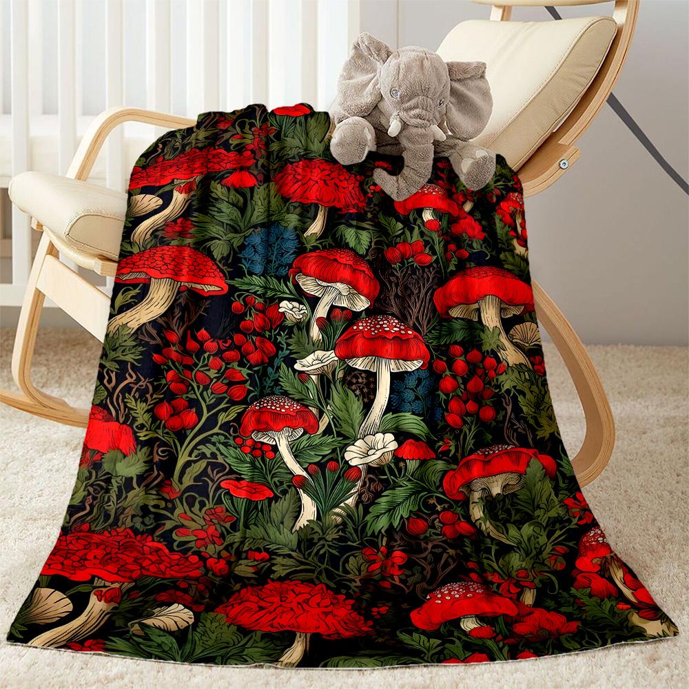 1pc Psychedelic Mushroom Garden blanket Soft and Warm for Sofa Office Camping Travel Livingroom Great Gift for Friends and Family Comfortable