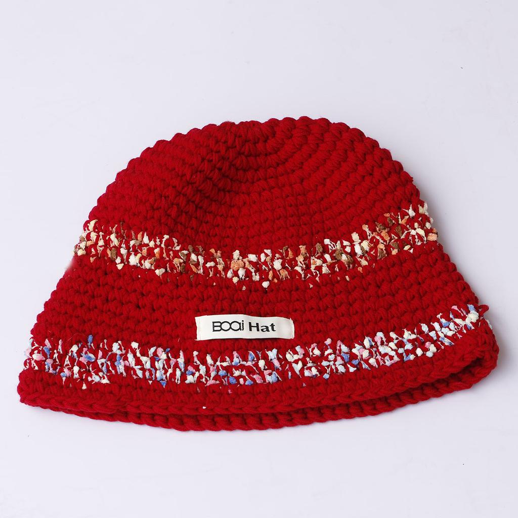 Bold woolen warm hat Colorful fringe Woolen Hat Women's Autumn and Winter Cute Handmade Plush Hat Knitted Fisherman Bucket Hats