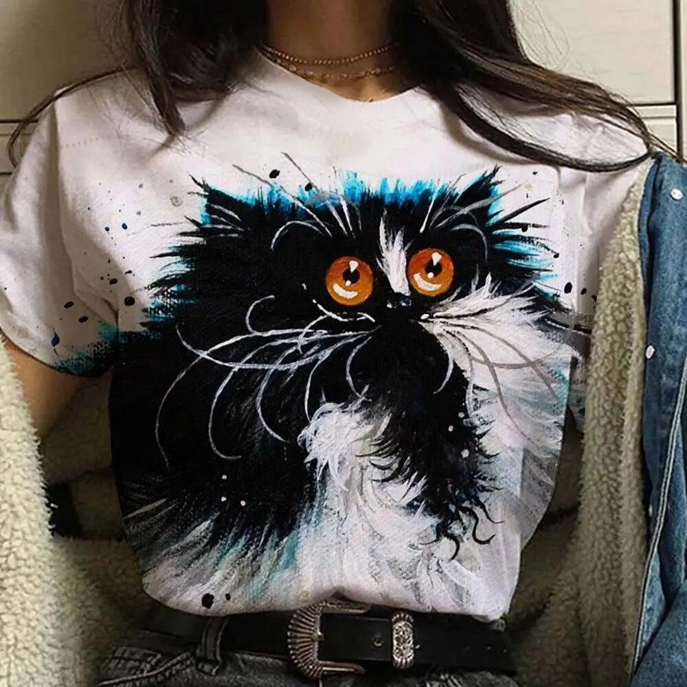 

Летняя футболка Harajuku, женская футболка с круглым вырезом и коротким рукавом, забавный модный топ с 3D принтом мультфильма, уличная футболка в стиле хип-хоп, пуловер, футболки 8XL