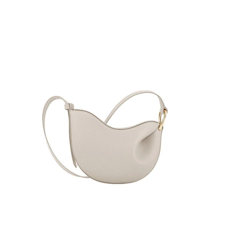 

Новая сумка в горошек из мягкой кожи, Премиальная сумка для commuters, двойного использования: на плечо и в карман, сумка с минималистичным плиссированным дизайном. 24cm-7cm-17cm белый