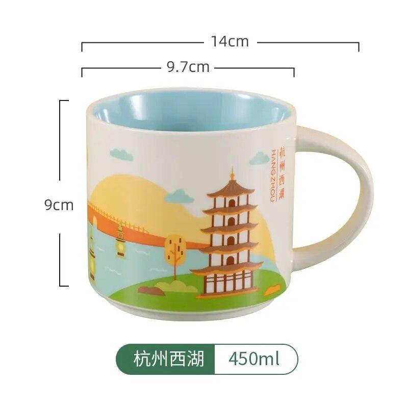 Ins City Cup USA City Bone China Mug Global Collection Ceramic Japan England London Paris Hawaii Chicago New York City Mug 400ML