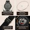 BUREI Mens Watch Simple Waterproof Analog Popular Wristwatch Brand Stylish Milanese Mesh Belt (Dark Gray)
