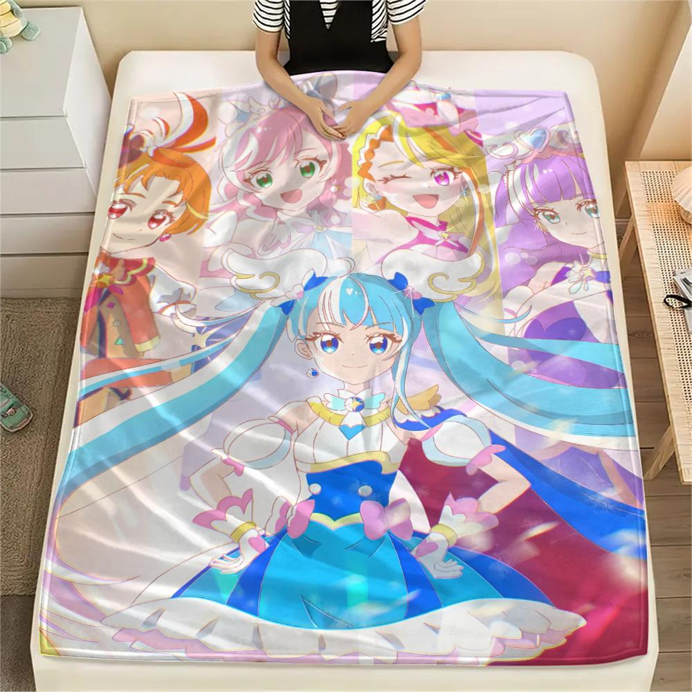 Pretty Cure Best Friends pattern Flannel Blanket, High quality Comfortable for All Seasons, Home Decor, Warmth and Comfort, Perfect for Gifts.