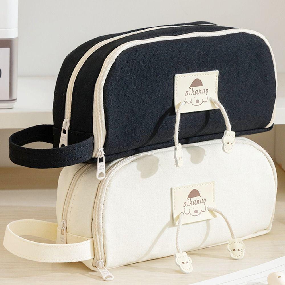 

Двухслойная сумка для канцелярских принадлежностей, сумка для хранения большой емкости, новая сумка-карандаш, студенческие принадлежности