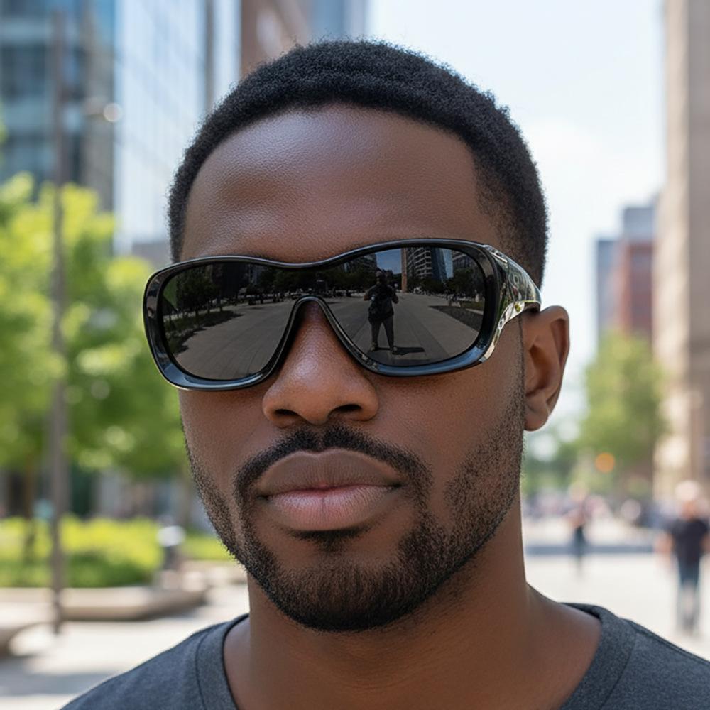 Attractive Glasses Men's New Fashion Sunglasses For Wo Outdoor Windproof Cycling Glasses With Large Frame Personalized Design For Shades For Cm