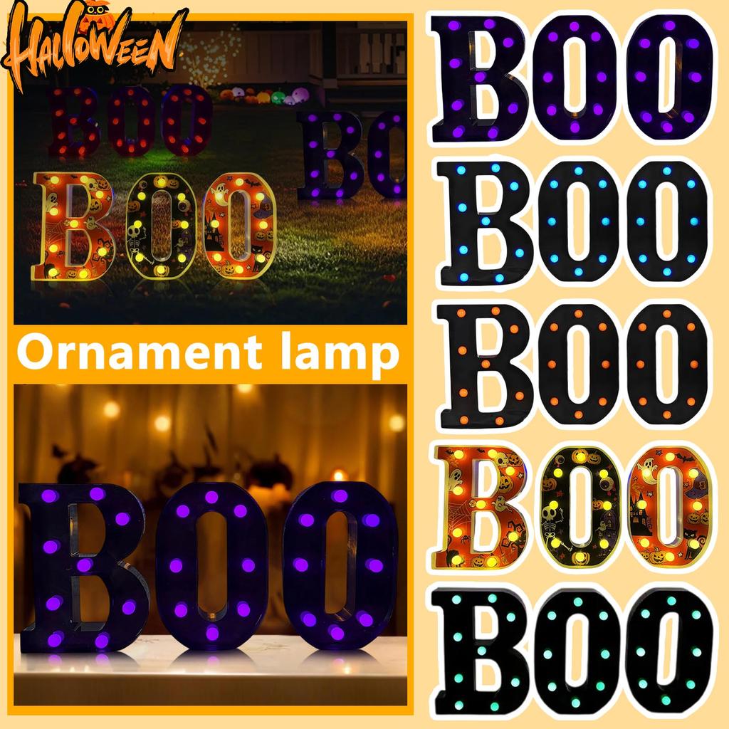 LED Halloween Letter Lights Festival Luminous Letter Horror Desktop Scene Layout Atmosphere Props Decoration Lights, Desktop Ornaments