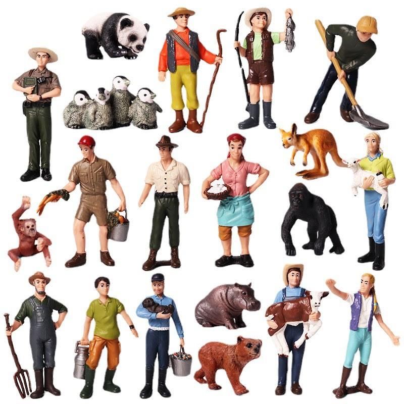 Realistic Farm And Ranch Plastic Figurine Set Detailed Farmer Models