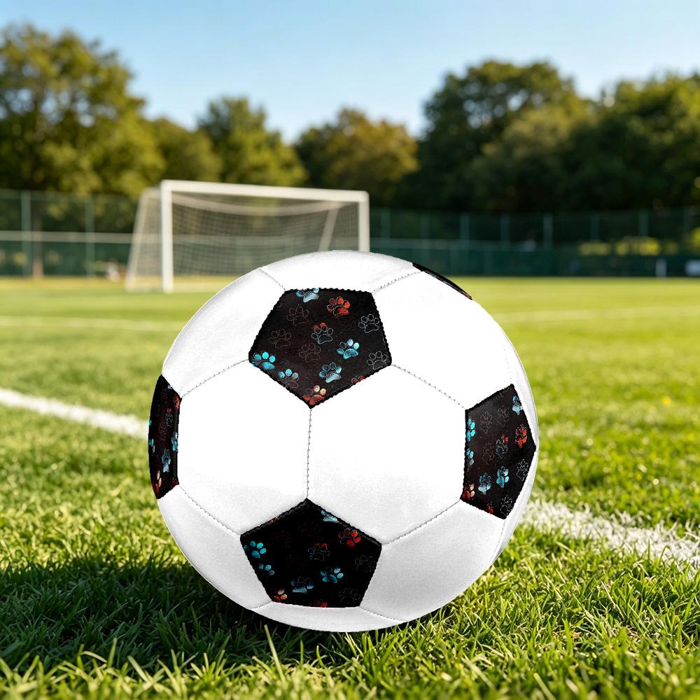 1PC Colorful Paw Prints Soccer Ball Size 5 Football Machine Sewn Indoor/Outdoor Universal Football W105