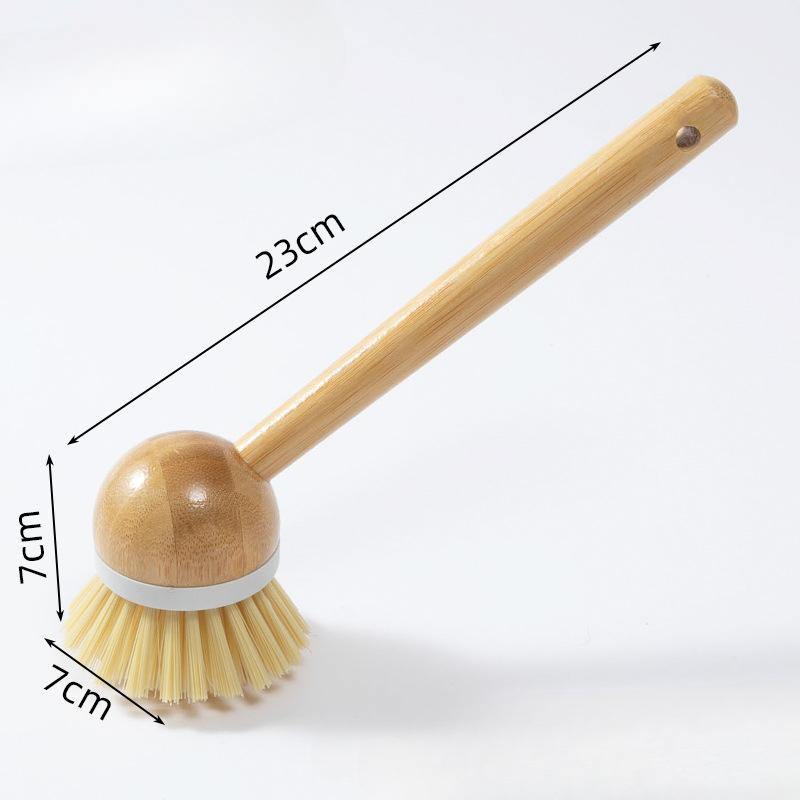 Perie de Curățat Vasă din BambusPerie de CurățatPerie pentru Fructe și Legume din Lemn MasivPerie de Bucătărie cu Mâner din LemnPerie de Vasă cu Mâner LungInstrument Magic