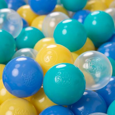 Soft Plastic Play Balls for Children 200 Balls/6cm-2.36in, Turquoise/blue/yellow/transparent