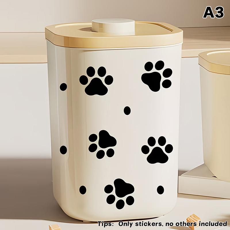 Cute Dog Food Storage Can Sticker Cat Food Container Surface Stickers Home Storage Decorative Stickers Self-Adhesive Removable A3
