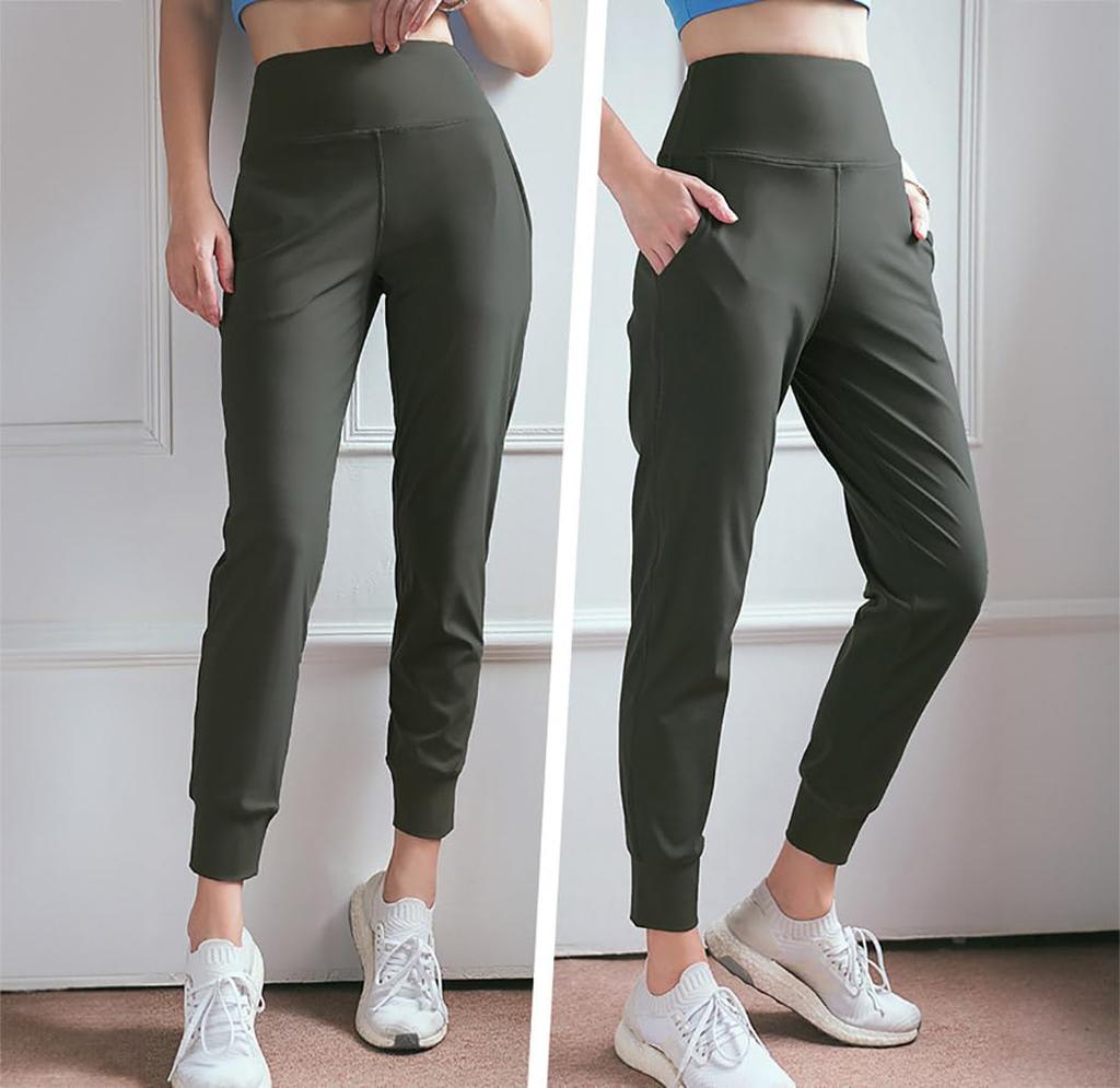 DAYCLOSET Yoga Moss Size M Women's Pants, High-Waisted, Stretchy, Medium-Weight, Green, Yoga196,