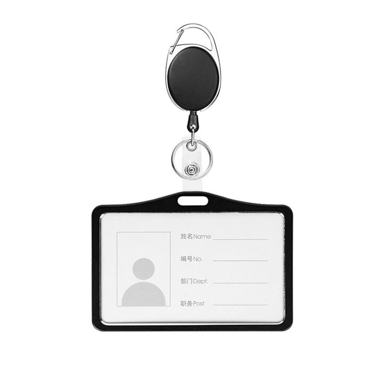 1 Pcs Aluminum Alloy Card Cover Case Bank Business Work Card Holder with ABS Retractable Badge Reel Credit ID Card Badge Bag