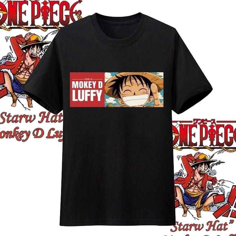 One Piece Anime Straw Hat Member Printing Oversized Cotton Tshirt Men and Women Comfortable Y2K Childrens Clothing Summer Tees