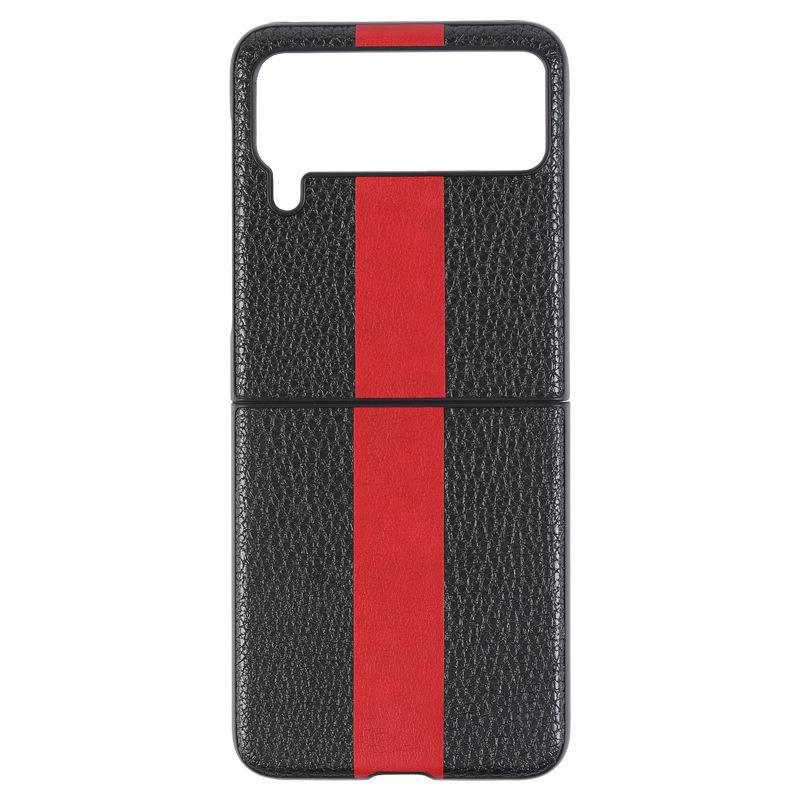 Stripe Litchi Grain Cross Pattern Case for Samsung Galaxy Z Flip 5 Flip 4 Flip 3 Phone Case Full Shockproof Luxury Leather Case for ZFlip4 3