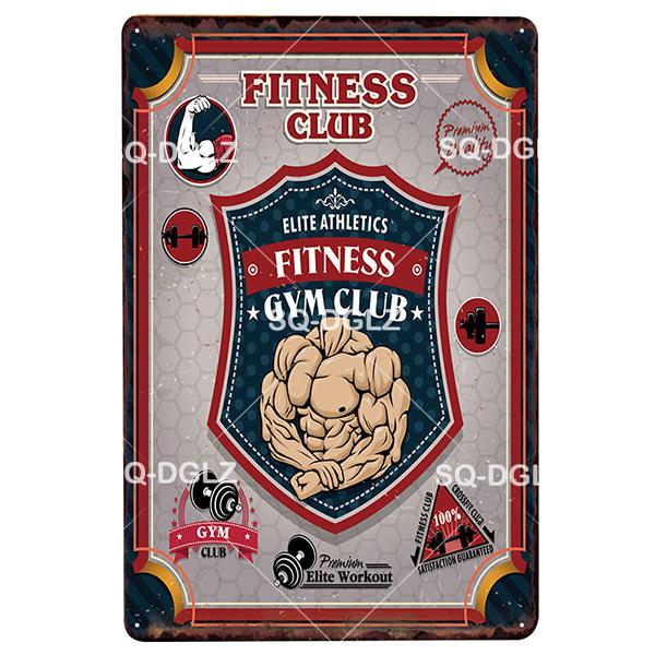 [SQ-DGLZ] Fitness Metall Zeichen Vintage Sport Club Metall Plaque Platte Gesundheit Wand Dekor Zinn Zeichen GYM Poster