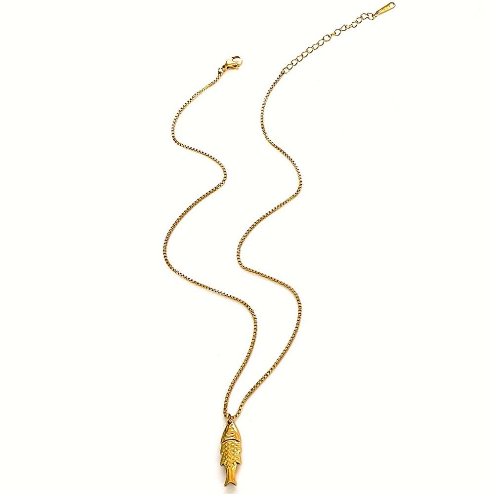 Gold Mini Fish Necklace Jewelry Ocean Style Beach Chain Choker Fish Pendant Necklace  Sea Beach