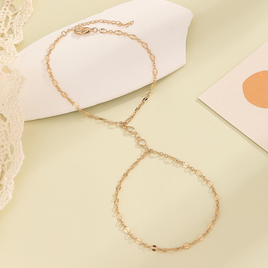 Kinitial Exquisite and fashionable laser plated palm chain Bracelet with ring Chain Hand chain gave her an anniversary gift
