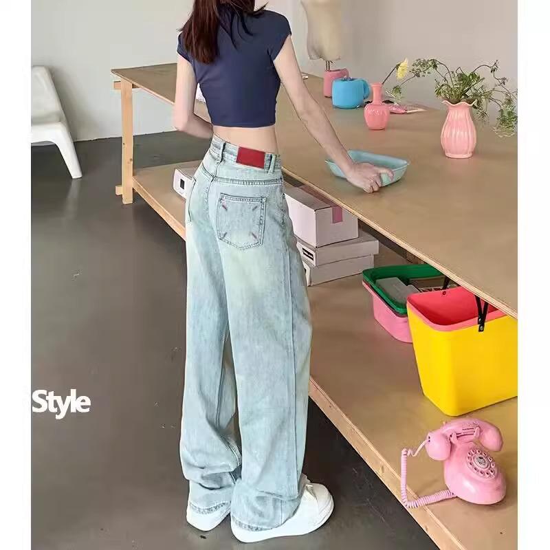 

Женские ретро джинсы с высокой талией и широкими штанинами 2025 - Универсальные, стройнящие, длиной в пол для весны и осени XL