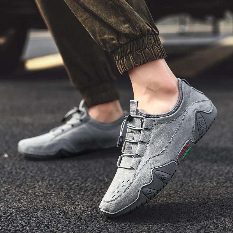 Soft Sole Lightweight Shoes Outdoor Jogging Anti-Slip Wearable Comfort Shoes Genuine Leather Men Loafers Casual Shoes Sneakers
