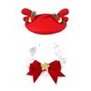 Puppy Christmas Supplies Beret Hat with Necklace Photo Props Festive Collar Christmas Photo Props Supplies