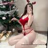 Sexy Deep V Pom-Pom Christmas Bodysuit Pajamas for Cosplay & Live Stream